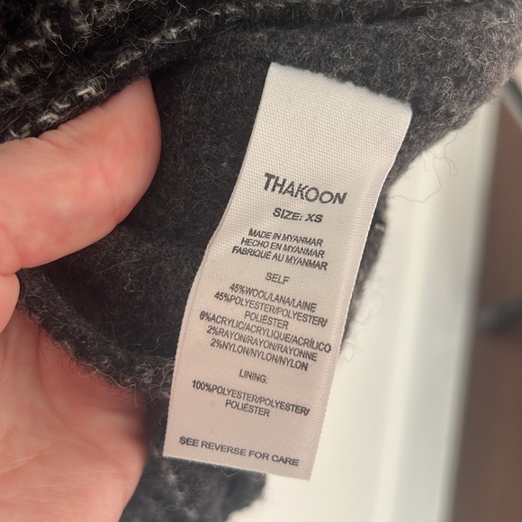 Thakoon Charcoal Wool Blend Hooded Coat style JK03 Size XS - Picture 5 of 6